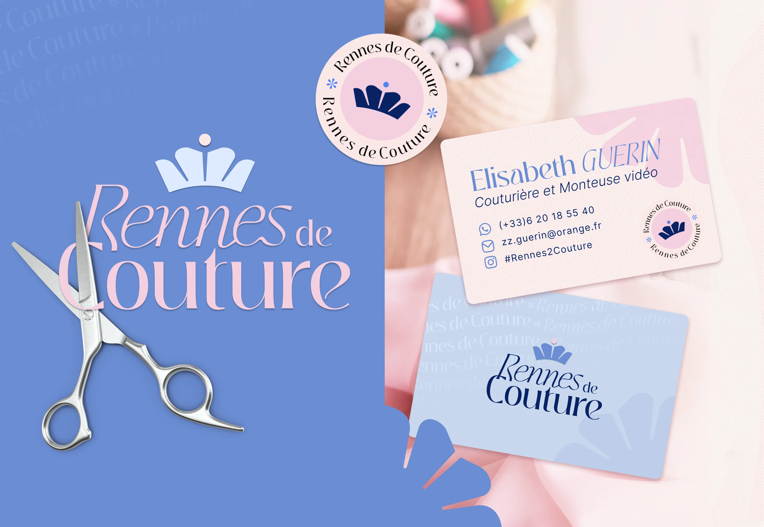 Vignette de présentation du projet de création d'une identité visuelle pour une coutière - Rennes de Couture
