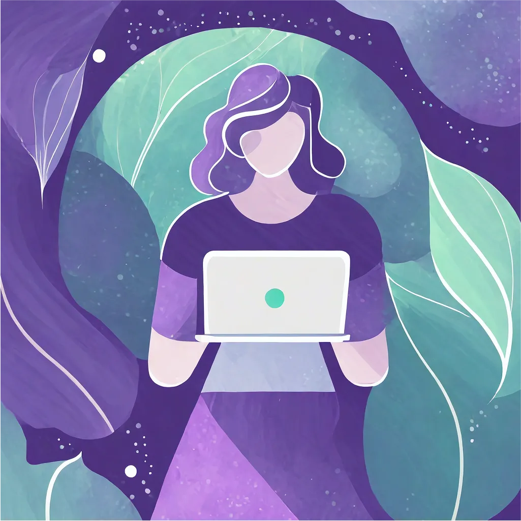 Illustration d'une femme utilisant son ordinateur